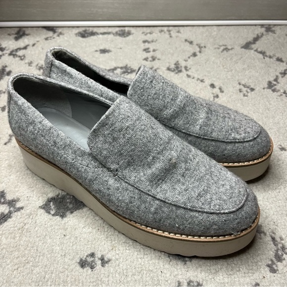 VINCE Zeta Grey Flannel Platform Oxford Loafers - Picture 4 of 11